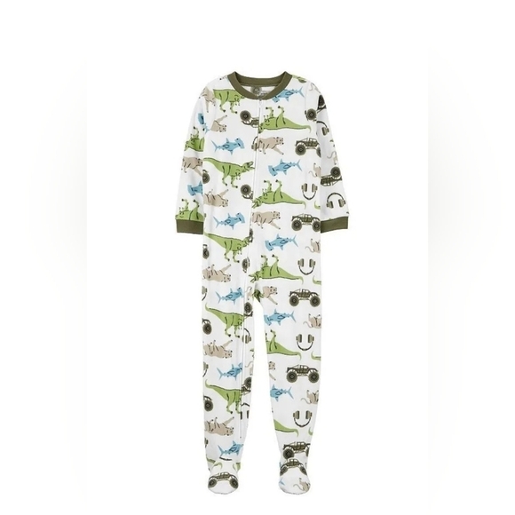 Carter’s boys dino zippered footie pajamas Size 5 - Picture 1 of 9